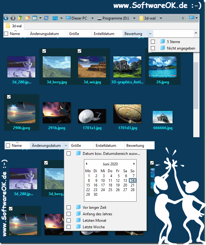  Kontrollkstchen Markiert nach Bewertungen im Datei Explorer!