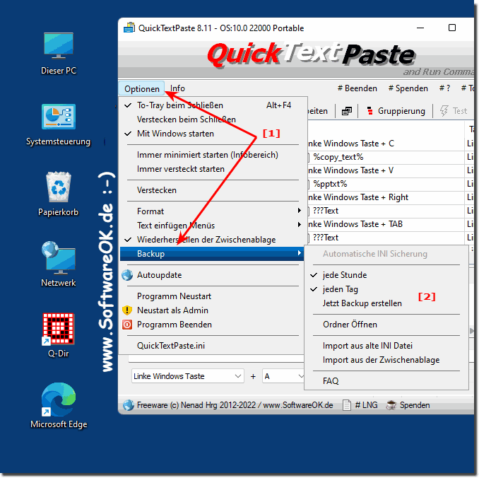 Backup in Quick-Text-Paste für MA Windows!