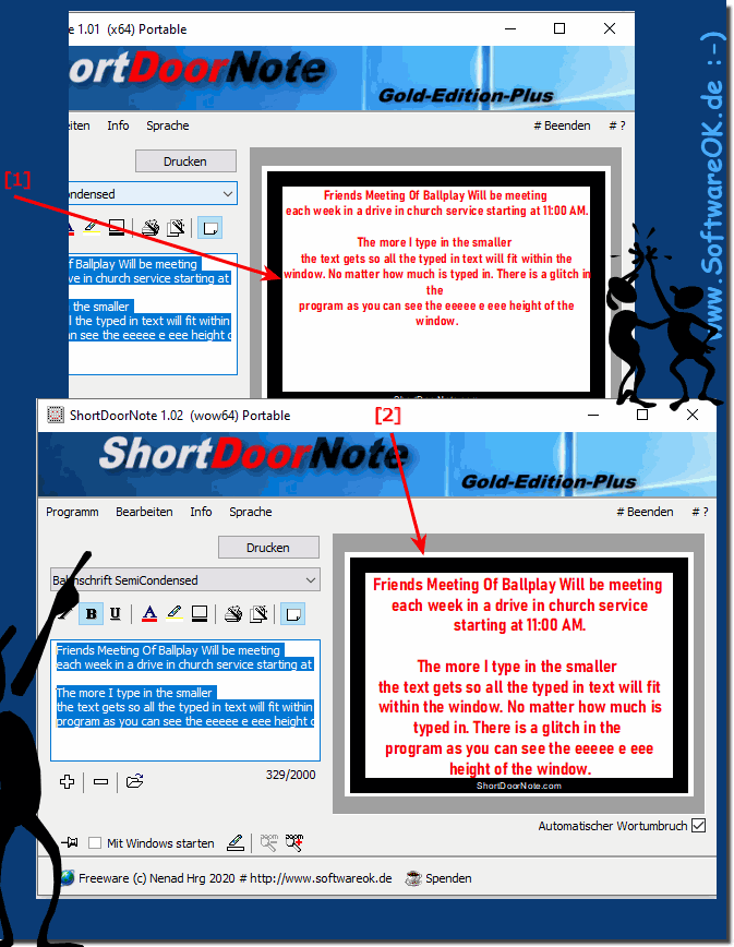 Fehler, Gelegentliche Falschberechnung und Zentrierung vom Text!