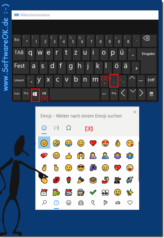 Windows 10 Smilys und Unicode characters für die Notizen finden!