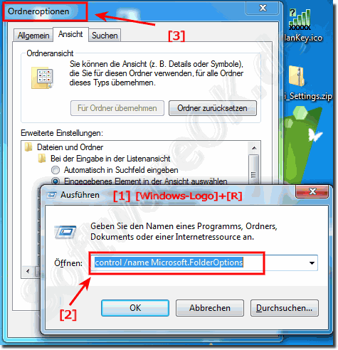Ordner Optionen in Windows Befehl!