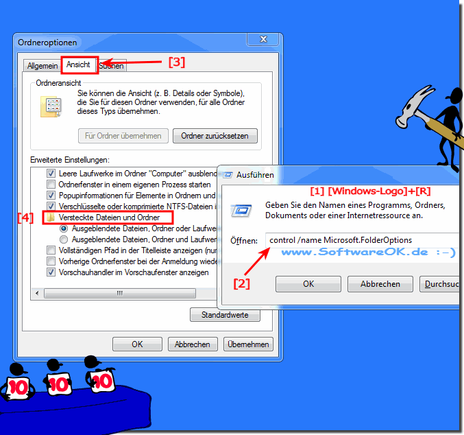 Versteckten Dateien und Ordner Windows 7!