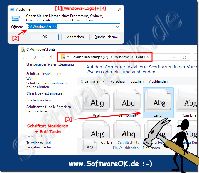 Windows Schriftarten löschen, deinstallieren, entfernen!