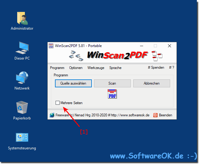 scannen mehrere seiten in eine datei hp