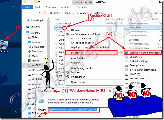 Bildschirm-Tastatur auf dem Windows-10 Desktop!