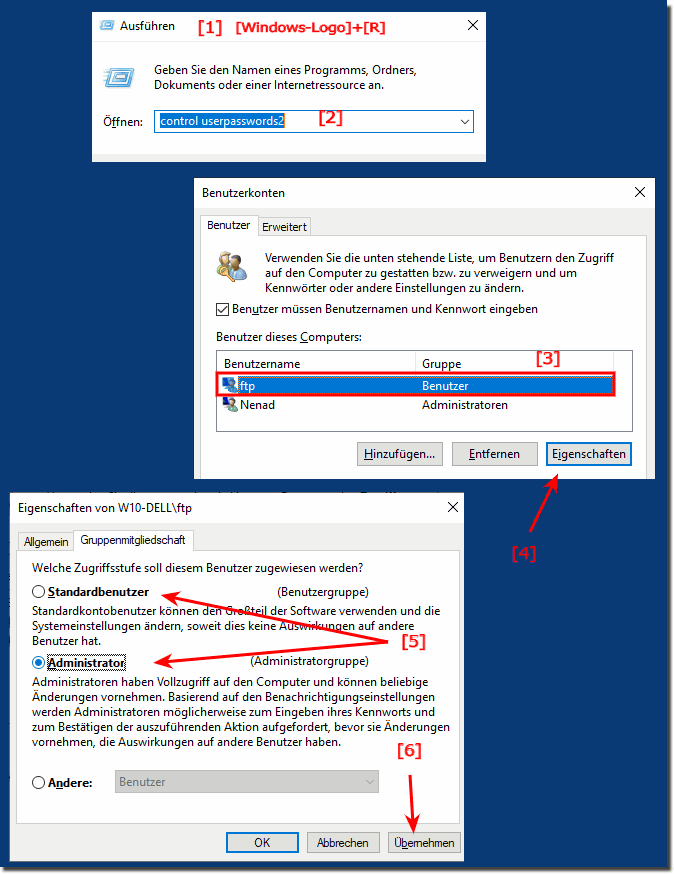 Das schnelle Ändern vom Administrator in Windows 10!