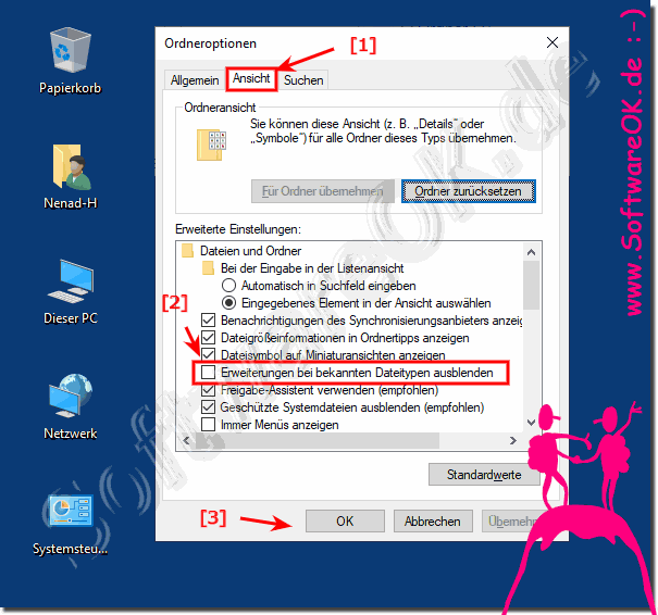 Date-Endungen im Datei-Explorer bei Windows-10!