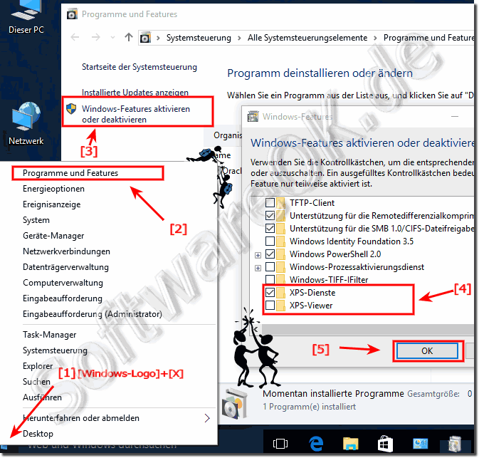 Entfernen des XPS-Betrachters und Druckers unter Windows-10!