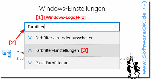 Farbfilter Einstellungen unter Windows 10 finden!