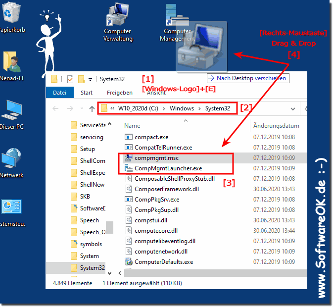 Finden Sie den Datenträger-Manager in der Computer Verwaltung unter Windows-10!