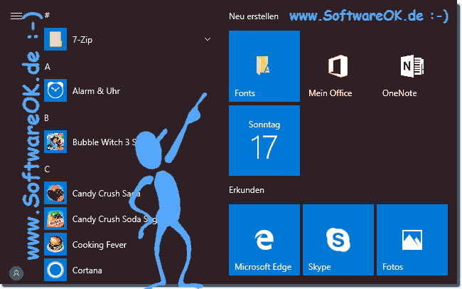Fonts in Windows-10-Start für den Tablet-Mode!