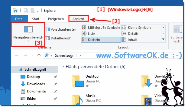 Navigationsbereich mit Verzeichnisstruktur im Windows-10 Explorer!