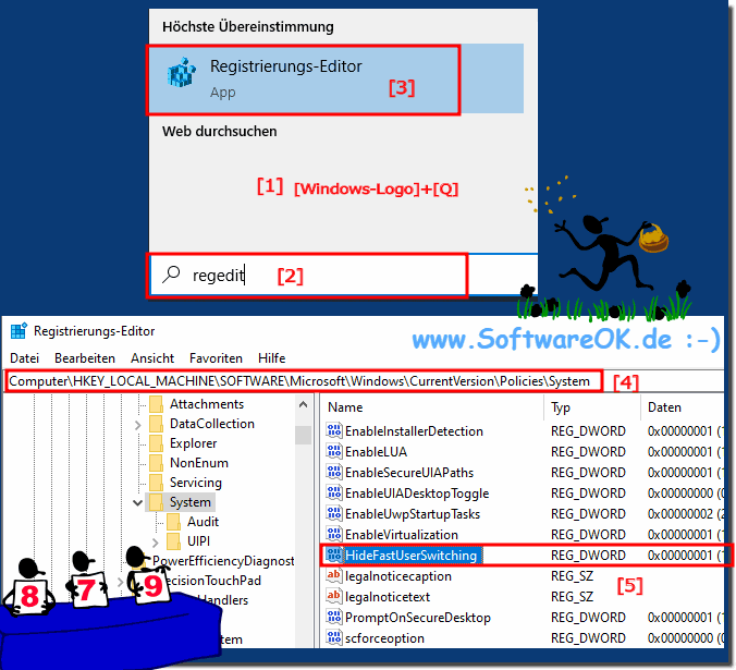 Schnellen Benutzerwechsel bei Windows-10 verstecken!