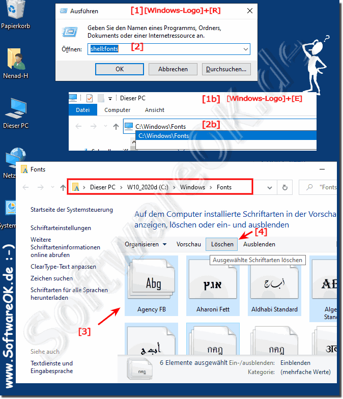 Schriftarten deinstallieren, entfernen, löschen (Windows 10,8.1)!