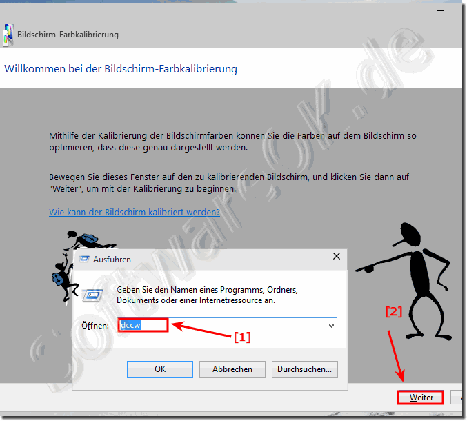 Starten der Kalibrierung der Bildschirmfarben unter Windows-10!