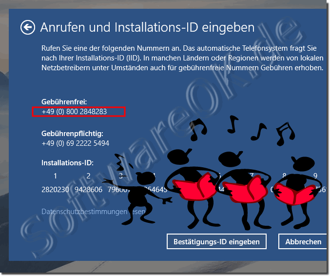 Telefonnummer Windows Aktivierung!