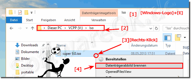 Windows-10 Brennen einer CD, DVD BluRay aus ISO!