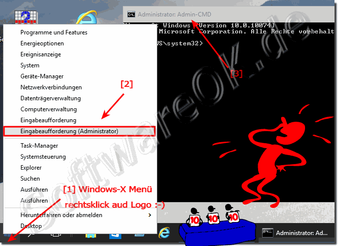 Windows-10 Eingabeaufforderung als Administrator Starten!