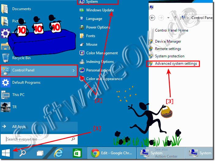 Windows-10 Erweiterte System Einstellung über Systemsteuerung!