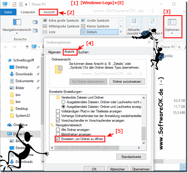 Windows-10 Explorer Ordner automatisch ausklappen!