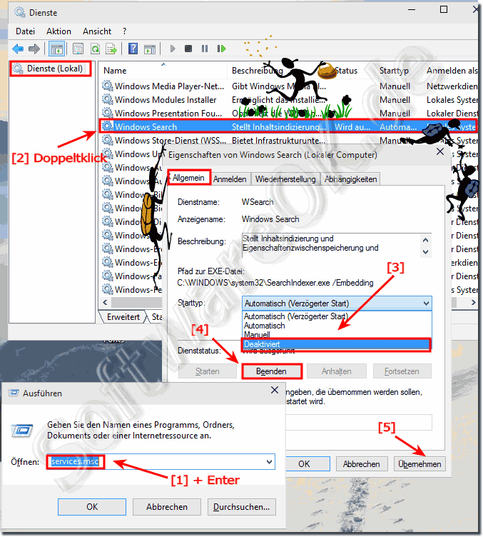 Windows-10, WSearch Such-Indizierungs-Dienst deaktivieren!
