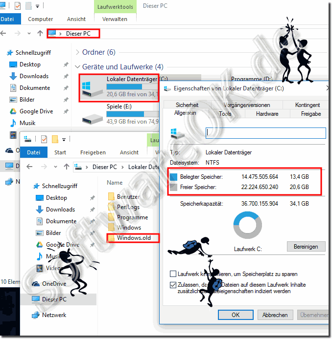 Windows.old fr das Downgrade zu Windows 7 oder 8.1 von Windows 10!