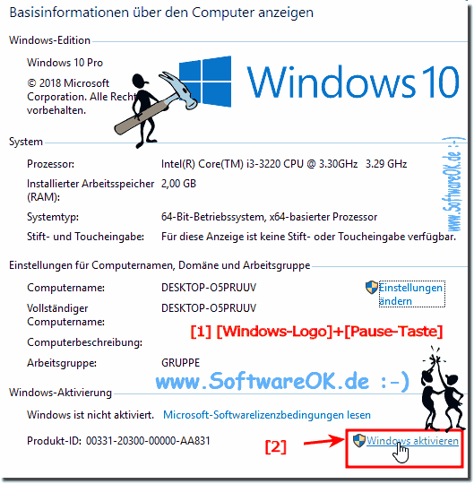 Windows 10 aktivieren!