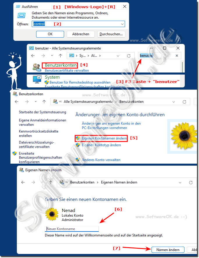 Bei Windows 11 / 10 den Usernamen, bzw. Benutzernamen ndern?