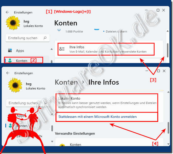Lokales Benutzer Konto in Windows 11 zu Microsoft Konto!