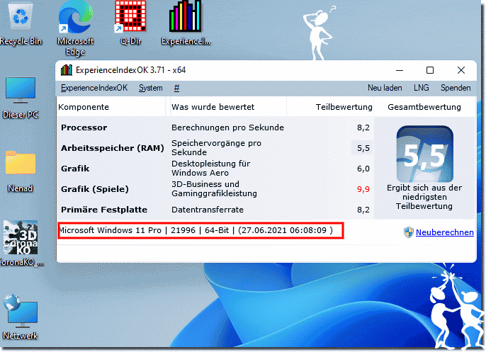 Windows 11 Leistungsindex auslesen!