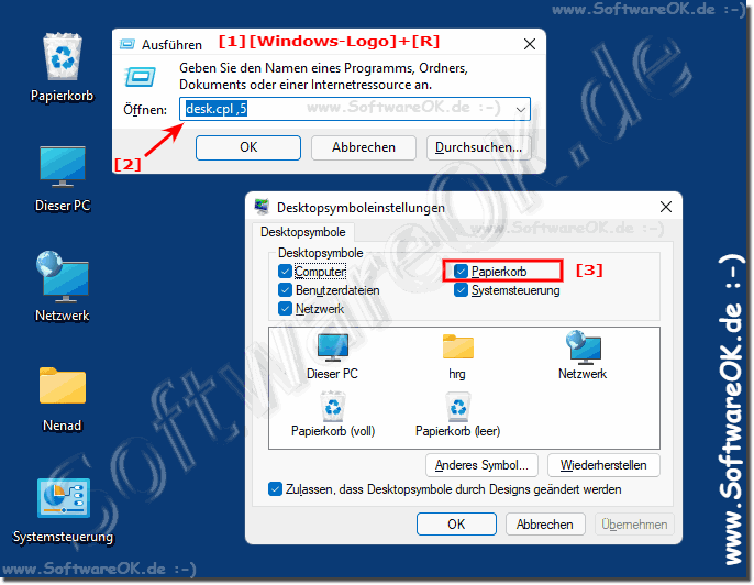 Windows 11 Papierkorb am Desktop plazieren!