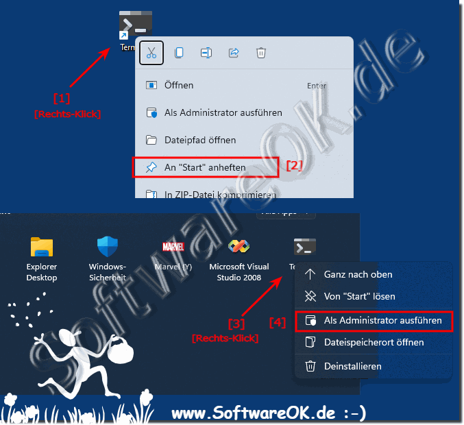 Windows Terminal als Administrator über Windows 11 Start!