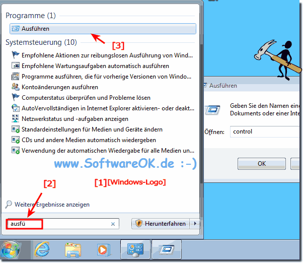 Ausführen Dialog Windows-7-Startmenü!