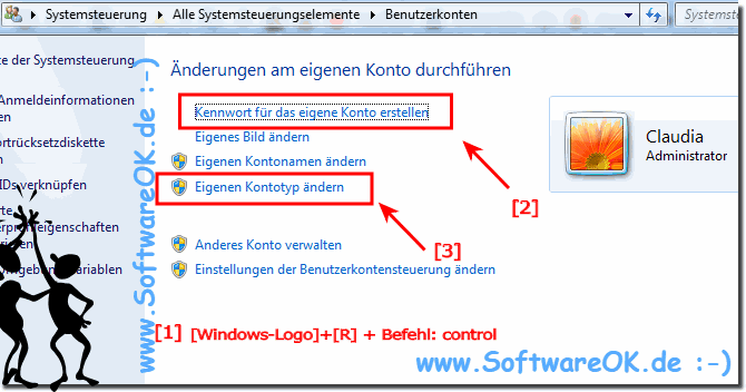 (Bild-1) Eigenes Kennwort ändern bei Windows 7