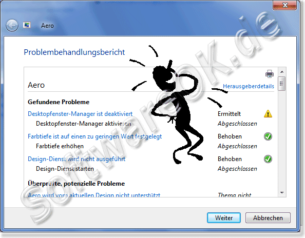 Problembehandlungsbericht von Aero in Windows-7
