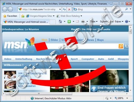 TDSL Test im Internet Browser z.B. Internet-Exploret 8 von Windows-7