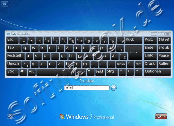 Windows Seven sehr einfaches anmelden ohne Keyboard