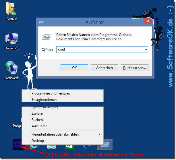 Ausführen in Windows 8 starten