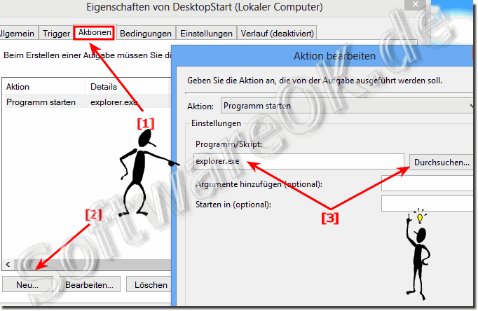 Aktionen nach der Anmeldung direkt explorer.exe starten!