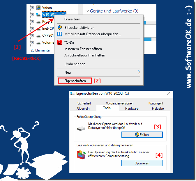 Defragmentieren über den MS-Explorer in Windows 8.1 und 8!