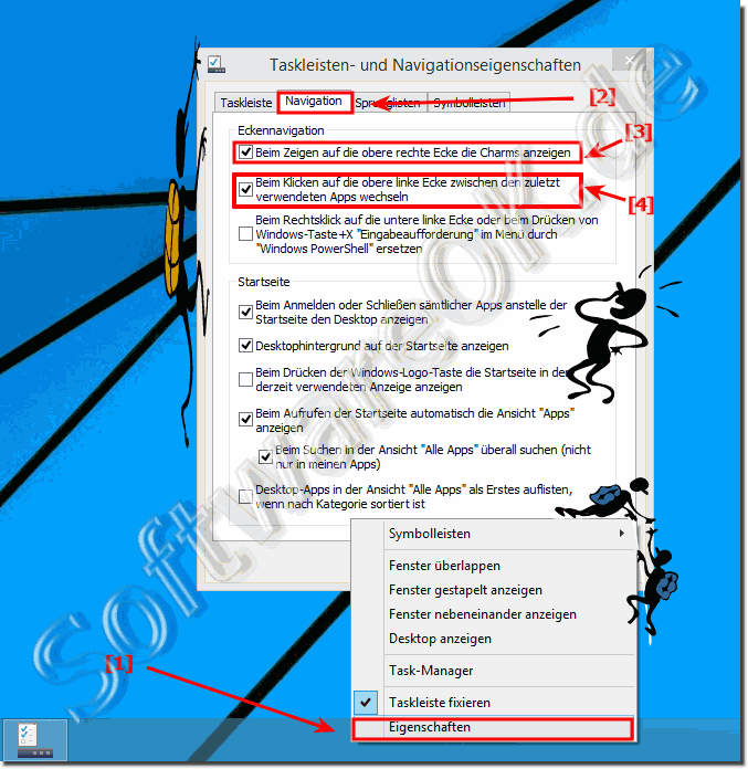Den Linke Bildschirm-Ecke umschalter deaktivieren in Windows 8.1 und 8!