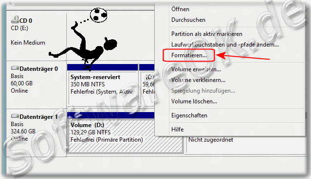 Formatieren einer neue Partition oder Volume verkleinern in Windows-8