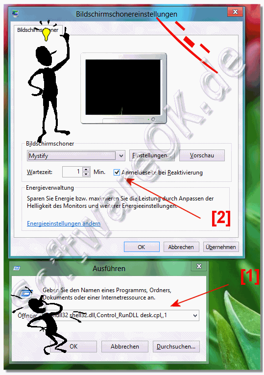 Passwortabfrage beim Bildschirmschoner in Windows-8 aktivieren (deaktiviere, abstellen, einschalten)