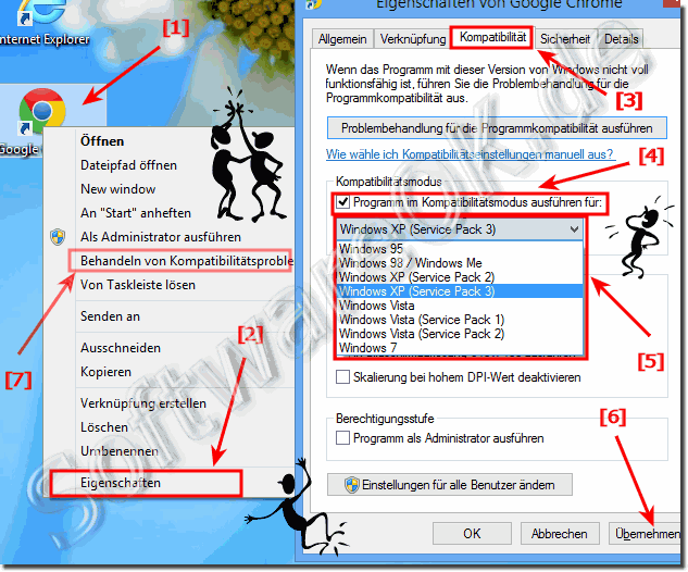 Wie kann ich bei Windows-8 Programm im Kompatibilitätsmodus ausführen?