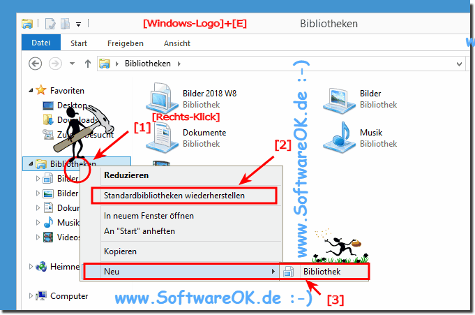 Windows 8 Bibliotheken Hinzufgen und Wiederherstellen der Windows-8 Standardbibliotheken