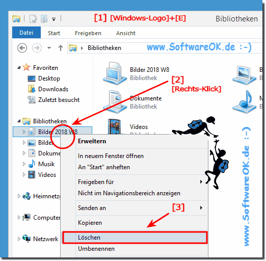 Windows 8 Bibliotheken loeschen