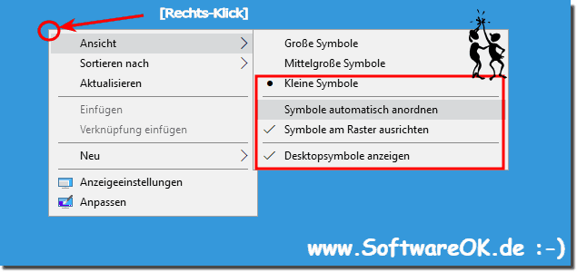 Windows-8/Windows-7 Desktop Symbole automatisch anordnen deaktivieren/aktivieren !