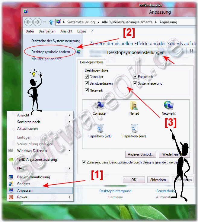 Windows-8 Desktopsymbole Anzeigen (Systemsteuerung, Arbeitsplatz, Computer, Netzwerk, Benutzerdaten)