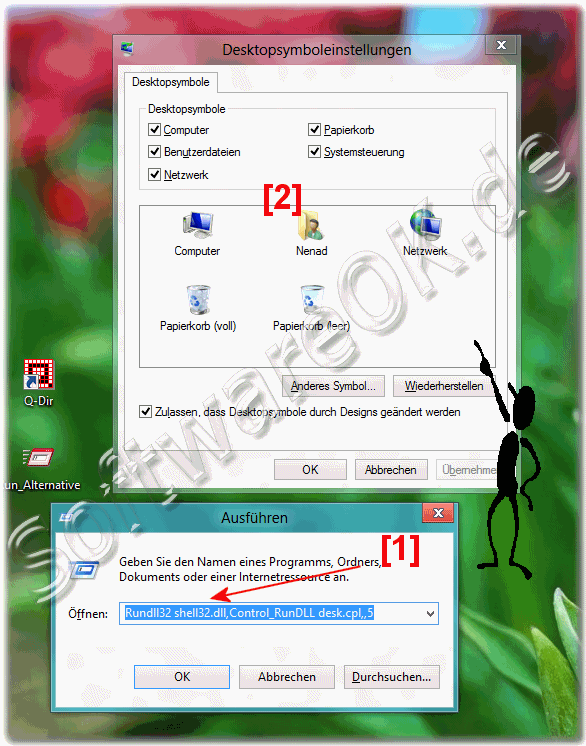 Windows-8 Desktopsymbole Anzeigen über Ausführen cmd (Befehl)