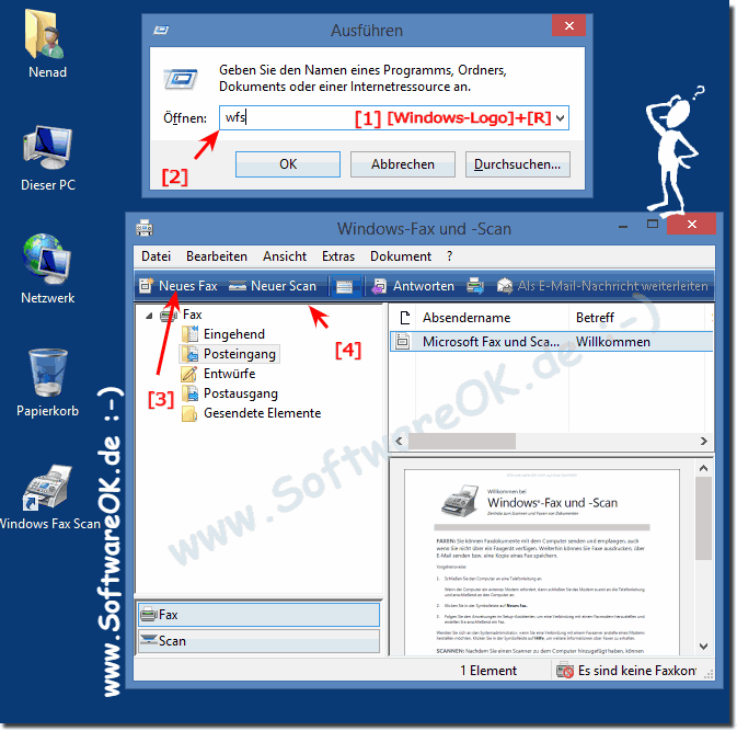 Windows-8 Fax und Scan, um Dokumente scannen und faxen zu können